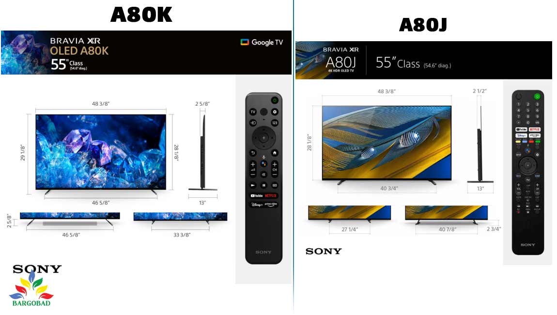 مقایسه تلویزیون سونی A80K مدل 2022 و A80J مدل 2021
