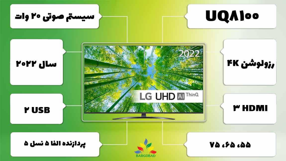 معرفی تلویزیون 43 اینچ ال جی UQ8100 مدل 2022