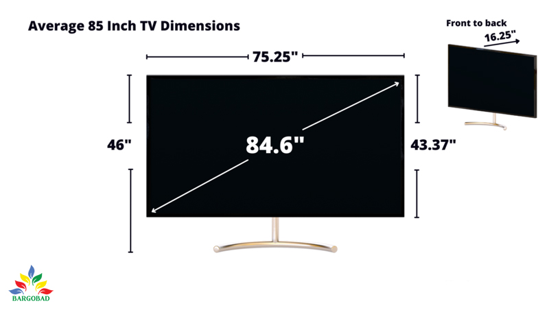 ابعاد و اندازه تلویزیون 85 اینچ