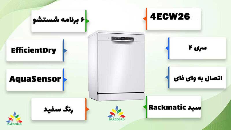 نگاهی کلی به مشخصات ماشین ظرفشویی بوش SMS4ECW26